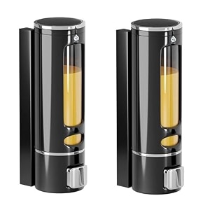 alturas abs wall mounted shampoo sanitizer lotion hand dish wash gel liquid soap dispenser for bathroom and kitchen 300ml capsule black-2pc