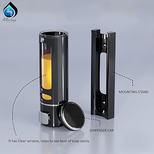 alturas abs wall mounted shampoo sanitizer lotion hand dish wash gel liquid soap dispenser for bathroom and kitchen 300ml capsule black-2pc