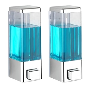alturas abs wall mounted shampoo sanitizer lotion hand dish wash gel liquid soap dispenser for bathroom and kitchen 350ml silver -2pc
