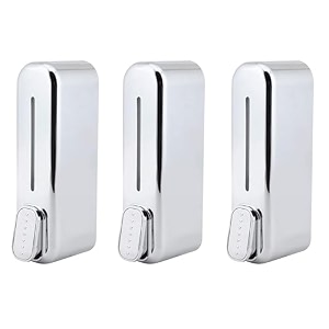 alturas abs wall mounted shampoo sanitizer lotion hand dish wash gel liquid soap dispenser for bathroom and kitchen 350ml silver dolphin-3pc