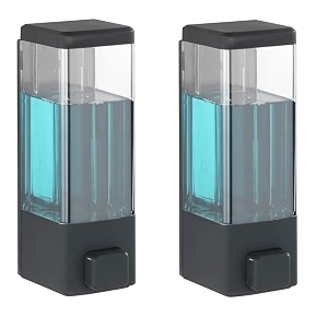 alturas abs wall mounted shampoo sanitizer lotion hand dish wash gel liquid soap dispenser for bathroom and kitchen 350ml black -2pc