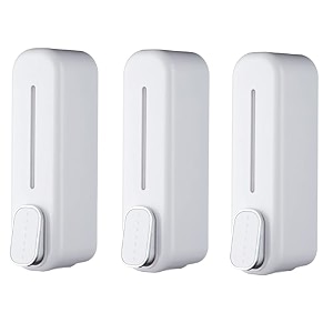 alturas abs wall mounted shampoo sanitizer lotion hand dish wash gel liquid soap dispenser for bathroom and kitchen 350ml white dolphin-3pc