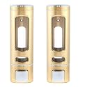 Alturas Abs Wall Mounted Shampoo Sanitizer Lotion Hand Dish Wash Gel Liquid Soap Dispenser for Bathroom and Kitchen (400ml Golden Capsule-2pc)