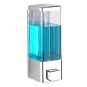 Alturas Abs Wall Mounted Shampoo Sanitizer Lotion Hand Dish Wash Gel Liquid Soap Dispenser for Bathroom and Kitchen (350ml Silver -1pc)