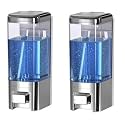 ALTURAS Abs Wall Mounted Shampoo Sanitizer Lotion Hand Dish Wash Gel Liquid Soap Dispenser for Bathroom and Kitchen (300ml Capsule black-2pc)