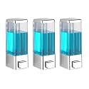 Alturas Abs Wall Mounted Shampoo Sanitizer Lotion Hand Dish Wash Gel Liquid Soap Dispenser for Bathroom and Kitchen (350ml Silver -3pc)