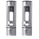 Alturas Abs Wall Mounted Shampoo Sanitizer Lotion Hand Dish Wash Gel Liquid Soap Dispenser for Bathroom and Kitchen (400ml Silver Capsule-2pc)