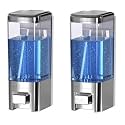 ALTURAS Abs Wall Mounted Shampoo Sanitizer Lotion Hand Dish Wash Gel Liquid Soap Dispenser for Bathroom and Kitchen (300ml Capsule black-2pc)