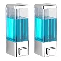 Alturas Abs Wall Mounted Shampoo Sanitizer Lotion Hand Dish Wash Gel Liquid Soap Dispenser for Bathroom and Kitchen (350ml Silver -2pc)