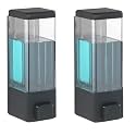 Alturas Abs Wall Mounted Shampoo Sanitizer Lotion Hand Dish Wash Gel Liquid Soap Dispenser for Bathroom and Kitchen (350ml Black -2pc)