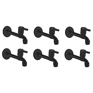 alturas rust proof pvd coated matte black flora long body tap for bathroom and kitchen -set of 6
