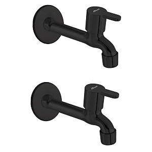 alturas rust proof pvd coated matte black fusion long body tap for bathroom and kitchen -set of 2