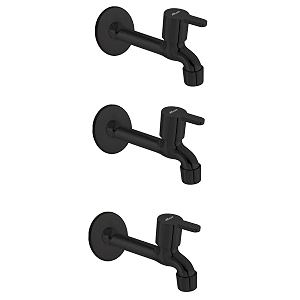 alturas rust proof pvd coated matte black fusion long body tap for bathroom and kitchen -set of 3