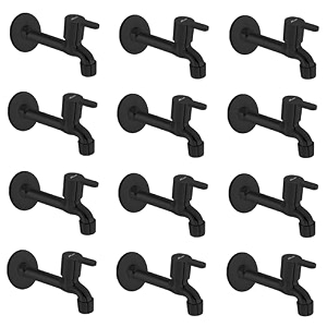 alturas rust proof pvd coated matte black flora long body tap for bathroom and kitchen -set of 12