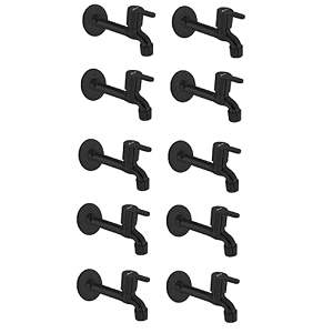 alturas rust proof pvd coated matte black flora long body tap for bathroom and kitchen -set of 10