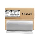 Aluf Plastic Sheeting - 4 Rolls of 10' x 100', 6 MIL Heavy Duty Gauge - Clear Vapor and Moisture Barrier Sheet Tarp/Drop Cloth for Painting, Furniture Covers, Carpet Cover, Floor, Paint, Painters
