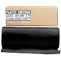Aluf Plastics Black Plastic Sheeting - 10' x 100', 6 MIL Heavy Duty Gauge - Vapor and Moisture Barrier Sheet Tarp/Drop Cloth for Painting, Furniture Covers, Carpet Cover, Floor, Paint, Painters