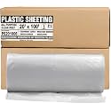 Aluf Plastics Plastic Sheeting - 20' x 100', 6 MIL Heavy Duty Gauge - Clear Vapor and Moisture Barrier Sheet Tarp/Drop Cloth for Painting &amp; Furniture (1 Pallet of 25 Pack)