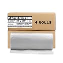 Aluf Plastics Sheeting - 4 Rolls of 20' x 100', 6 MIL Heavy Duty Gauge - Clear Vapor and Moisture Barrier Sheet Tarp/Drop Cloth for Greenhouses, Painting, Furniture Covers, Carpet Cover, Floor, Paint