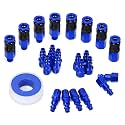 Aluminum Air Fittings, 1/4" NPT, 25 Pieces, Blue
