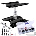 Aluminum Alloy RC Car Repair Work Stand Hobby Tool Set 360 Degree Rotation Lift/Lower and RC Screws Kit Repair Tool Box for 1/8 1/10 1/12 1/16 1/18 RC Car Truck Buggy Models (Black)