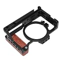 Aluminum Camera Cage Stabilizer - Wood Handle with 3/8in 1/4in Threaded Holes for ZV-1 II ZV-1F