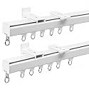 Aluminum Ceiling Curtain Track White 9-12 ft 2 Pack Wall Mount