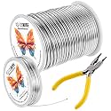 Aluminum Craft Wire 12 Gauge(2.0mm)–82 Feet(25M)+18 Gauge (1.0mm) 32.8Ft (10M) + Pliers – Bendable Metal Wire for Sculpting, Armature, Jewelry Making, DIY Crafts (Silver)