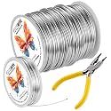 Aluminum Craft Wire 16 Gauge (1.5mm)–164Ft (50M)+18 Gauge (1.0mm) 32.8Ft (10M) + Pliers – Bendable Metal Wire for Sculpting, Armature, Jewelry Making, DIY Crafts (Silver)