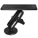Aluminum Fish Finder Mount with 1"" / B Size Ball, Medium Arm Marine Electronic/Depth Finder Mount for Boat, High Salt Water Resistant, Compatible with Garmin, Lowrance and More, Black