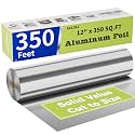Aluminum Foil Roll, 12in x 350Sq Ft Aluminum Foil, Thick Strong Tin Foil with Cutter, Food Safe Cling Wrap for Cooking, Baking, Roasting, Grilling, Freezer Storage