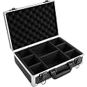 Aluminum Storage Case with Adjustable Dividers, Multi-Function Lockable Storage Carrying Case for Graded Card, Barber Tools, Makeup Tools, etc (Medium)