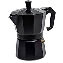 Aluminum Stovetop Espresso Maker 6 Cup Moka Pot Percolator Italian Coffee Maker Classic Cafe Maker South Indian Filter Kaapi Coffee Espresso for Gas Stovetop (Black, 300 ml)