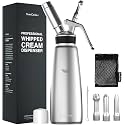 Aluminum Whipped Cream Dispenser, 500 mL / 1 Pint, Silver