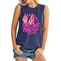 ALUS Womens Graphic Tank Tops Summer T Shirts Sleeveless Casual Loose Tunic Blouses