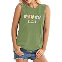 ALUS Womens Graphic Tank Tops Summer T Shirts Sleeveless Casual Loose Tunic Blouses