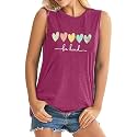 ALUS Womens Graphic Tank Tops Summer T Shirts Sleeveless Casual Loose Tunic Blouses