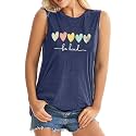 ALUS Womens Graphic Tank Tops Summer T Shirts Sleeveless Casual Loose Tunic Blouses