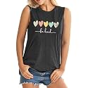 ALUS Womens Graphic Tank Tops Summer T Shirts Sleeveless Casual Loose Tunic Blouses