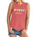 ALUS Womens Graphic Tank Tops Summer T Shirts Sleeveless Casual Loose Tunic Blouses