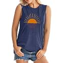 ALUS Womens Graphic Tank Tops Summer T Shirts Sleeveless Casual Loose Tunic Blouses