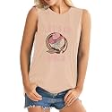 ALUS Womens Graphic Tank Tops Summer T Shirts Sleeveless Casual Loose Tunic Blouses