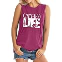 ALUS Womens Graphic Tank Tops Summer T Shirts Sleeveless Casual Loose Tunic Blouses