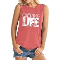 ALUS Womens Graphic Tank Tops Summer T Shirts Sleeveless Casual Loose Tunic Blouses