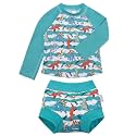 ALVA 2 Pcs Long Sleeve Rash Guard Swim Diaper Sets, Baby Toddler Swimsuit UPF 50+ Sun Protection for Boy and Girl