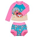 ALVA 2 Pcs Long Sleeve Rash Guard Swim Diaper Sets, Baby Toddler Swimsuit UPF 50+ Sun Protection for Boy and Girl