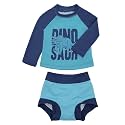 ALVA 2 Pcs Long Sleeve Rash Guard Swim Diaper Sets, Baby Toddler Swimsuit UPF 50+ Sun Protection for Boy and Girl