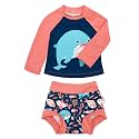 ALVA 2 Pcs Long Sleeve Rash Guard Swim Diaper Sets, Baby Toddler Swimsuit UPF 50+ Sun Protection for Boy and Girl