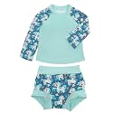 ALVA 2 Pcs Long Sleeve Rash Guard Swim Diaper Sets, Baby Toddler Swimsuit UPF 50+ Sun Protection for Boy and Girl