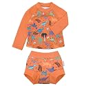 ALVA 2 Pcs Long Sleeve Rash Guard Swim Diaper Sets, Baby Toddler Swimsuit UPF 50+ Sun Protection for Boy and Girl